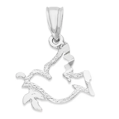 925 Sterling Silver Dove Pendant Dove With Olive Branch Religious Gifts • $16.19