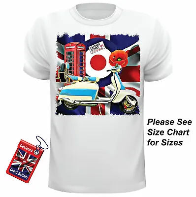 Lambretta Scooter T Shirts Men's Lambretta Union Jack Mod Target Poppy • £16.95