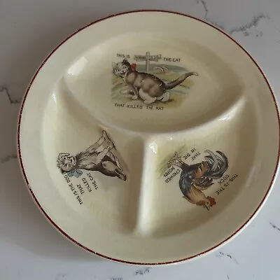 Vtg Roma Pottery Baby Nursery Plate 3 Section 1920's Nursery Rhymes 7.5  Diam. • $24