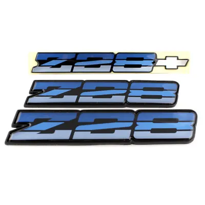 82-87 Camaro Z28 OEM Tri Color Blue Rocker Emblem Set *Z28TRIBLUEOEREP • $99.95