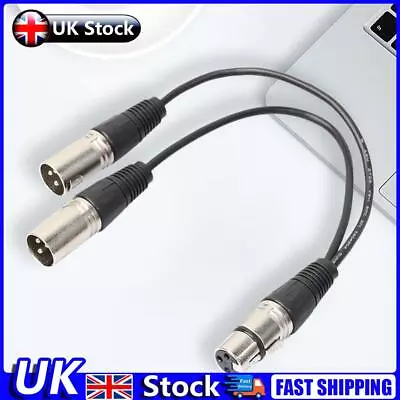 3P XLR Female Jack To Dual 2 Male Plug Y Splitter Adaptor Cord Cable 1Ft UK • £6.99