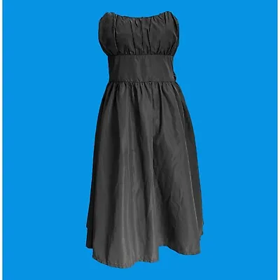 Vintage 90 Delia's Black Strapless Formal Party Fit Flare Tea Length Dress Sz 7/ • $15.99