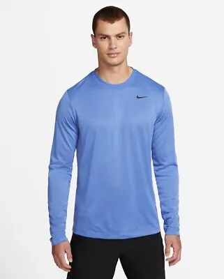 Nike Men's Dri-Fit LS Blue T-Shirt Athletic Training Shirt 718837-493 • $9.99