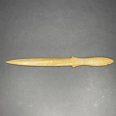 Vintage 1970s Hand Carved Solid Wood Letter Opener Fish Carving For Fisherman • $12.99