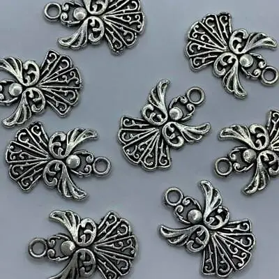 Tibetan Silver Angel Charms Christmas 20mm X 14mm 10pcs X27 • £2.50