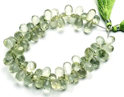 Natural Gem Green Amethyst Prasiolite 12x8mm Size Faceted Teardrop Beads 9  • $32.80