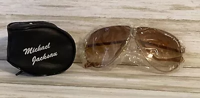 Michael Jackson Unbranded Folding Foldable Sunglasses With Zipper Case NOS Brown • $75