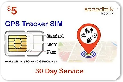 SpeedTalk GPS Trackers SIM Card Includes First Month Service 4G Tracking Device • $5