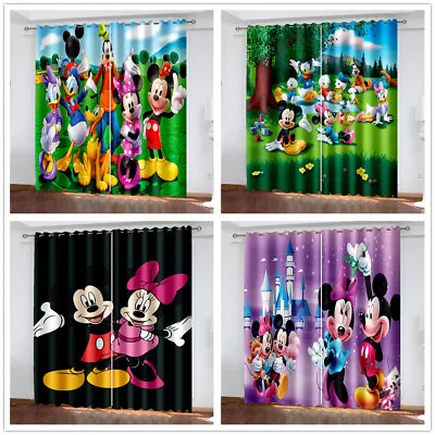 £34.20 • Buy Kids Mickey Mouse Curtains Boys Girls Bedroom Blackout Curtains Ring Top Eyelet
