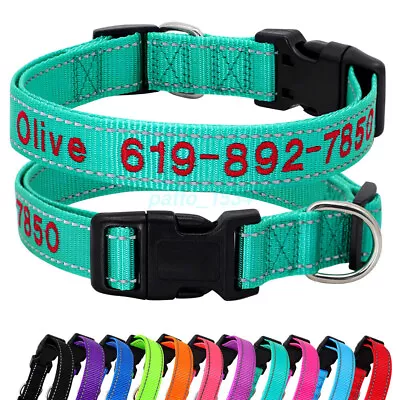 2023 Personalised Nylon Dog Collar Embroidered Name/text Reflective Stitch AU • $20.42