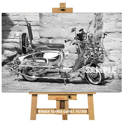 Classic Lambretta Scooter Canvas #70 Retro Mods Motorbike Grey Canvas Pictures • £21.99