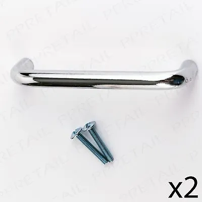 2x D SHAPE 96mm POLISHED CHROME FURNITURE HANDLE Kitchen/Bedroom Chest/Door Pull • £6.35