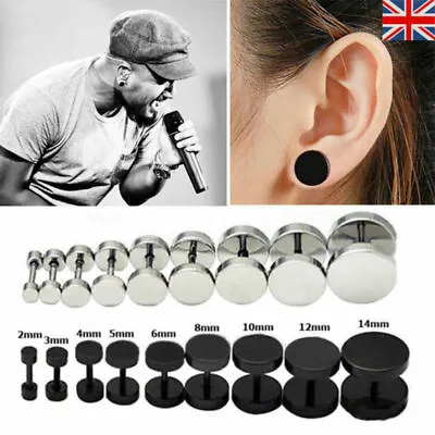 Mens Ear Stud Earring Gothic Punk Black Cool Boy Style Stainless Steel • £3.59