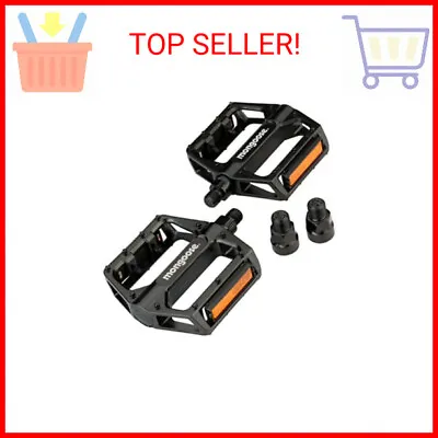 Adult Mountain Bike Pedals 1/2 & 9/16 Adapters Durable Alloy Bicycle Platform • $24.39