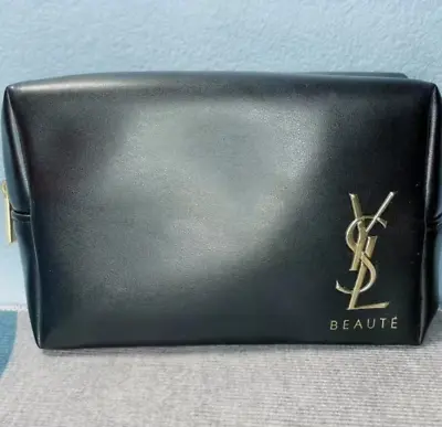 YSL Beaute Yves Saint Laurent Pouch Cosmetic Bag Clutch Bag Black • $32