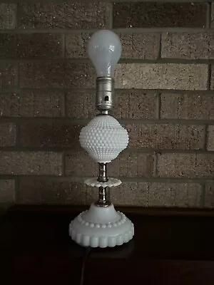 Vintage White Milk Glass Hobnail Table Lamp Base. Re-wired • $38
