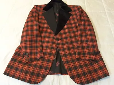 Vtg 70's Lord West Tuxedo SMOKING Jacket Formal Tuxedo Blazer Red/black Plaid • $89.95