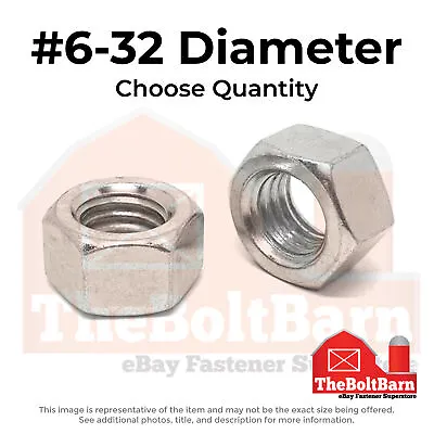 #6-32 Stainless Steel Finished Hex Nuts (Choose Qty) • $7.50