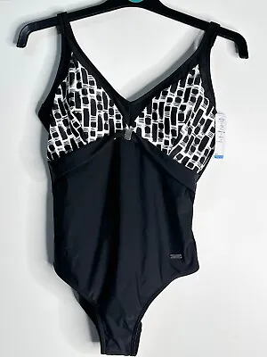 Naturana Black Control Swimsuit Swim Costume For Women Size 10 32B 12 34B • £8.99
