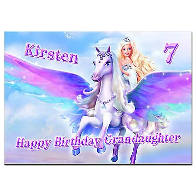 C050; Large Personalised Birthday Card; Custom Made For Any Name; Barbie Pegasus • £4.50