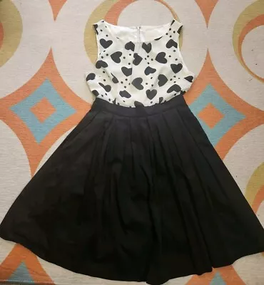 Modcloth Black And White Heart Party Dress Size Medium • $22