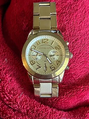 Michael Kors Unisex MK5726 Mercer Gold Chronograph Wrist Watch Runs New Battery • $90