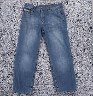 Ecko Unltd Jeans Mens 40x34 Blue Wide Leg Hip Hop Embroidered Streetwear Pipe • $21.96