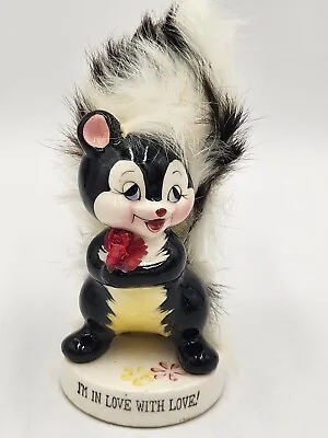 Vintage Ucagco Ceramic Anthropomorphic  Im In Love With Love  Fur Skunk Figurine • $24.99