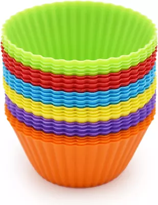 Silicone Cupcake Baking Cups 24 Pack Reusable & Non-Stick Muffin Cupcake Liners • $11.19