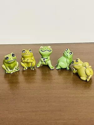 Vintage Green Frog Ceramic/PVC Lot Of 5 Figurines  • $16