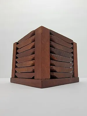 Vintage MCM Anri Form Teak Coaster Set Italy Mid-Century Modern Danish Style • $74.99