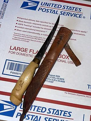 Vintage J Marttiini 6  Blade Fish Fillet Knife Made In Finland W/ Leather Sheath • $14
