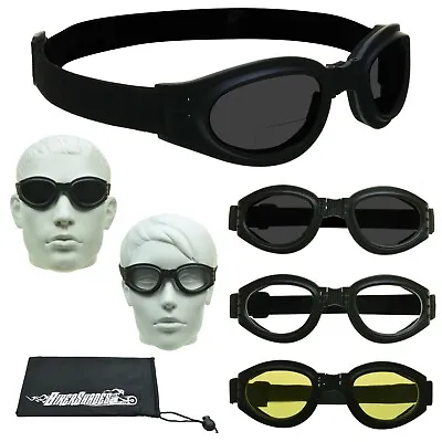 Bifocal Sunglass Goggles Motorcycle Foldable Sport Wrap Glasses Windproof Foam • $44.99