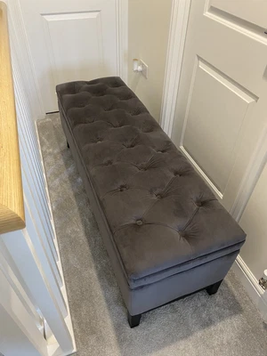 £65 • Buy Ottoman Storage Bench Bedroom Grey Chest Foot Stool Luxurious Velvet