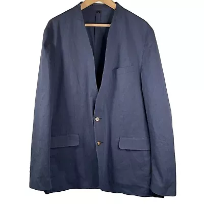 $59.99 • Buy J Crew Ludlow Jacket 44L Collarless Navy Blue Somelos Portugal Stretch Cotton