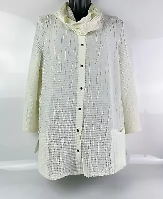 Babette Size Small Cream White Long Sleeve Button Up Shirt W/ Scarf Two Pockets • $50