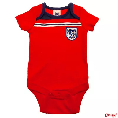 Baby England Bodysuit-1982 Retro Red-3-6 Months-Official-Red England Baby Grows • £9