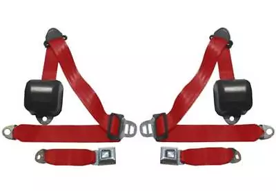 1990-93 Mustang Retractable 3 Point Front Seat Belts With Push Button Buckle - • $259.24