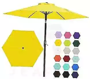  Patio Umbrella Market Table Umbrella With 6 Sturdy Ribs Push 7.5FT Yellow • $63.12