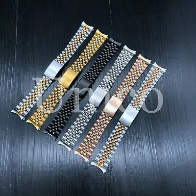 13 17 19 20 21 MM Watch Band Strap Clasp Bracelet Curved Fits For Rolex Jubilee • $18.99