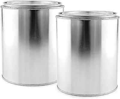 Empty Quart Paint Cans With Lids (2 Pack); Unlined Metal Paint Cans Value Pack • $16.53