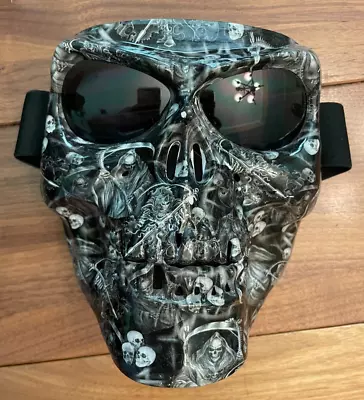 Black Halloween Reaper Skull Face Mask Shield ATV Dirt Bike Paintball Motorcycle • $4.95