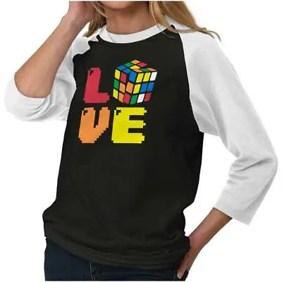 I Love Rubik's Cube Funny Official Nerd Gift Womens 3/4 Sleeved Raglan Tshirt • $21.99