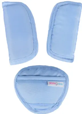 £3.99 • Buy 3 Piece Baby Stroller Car Seat Strap Covers & Crotch Pad Universal Blue