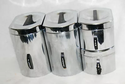 Kromex Mid-Century Modern Canister Set Flour Sugar Coffee Tea  Vtg  M4834 • $94.99