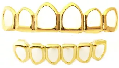 Custom Fit Open Face 14K Gold Plated Mouth Teeth Grills Grillz Set Mold At Home • $14.99