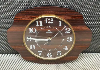 Antique Clock Vedette Contour Formica Brown Made IN France • $20.14