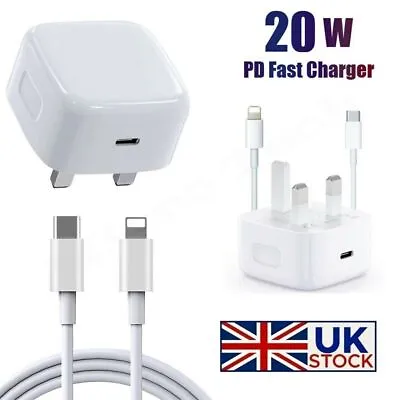 For IPhone 15 14 13 12 11 Pro Max X Fast 20W USB-C PD Plug Charger Adapter Cable • £3.99