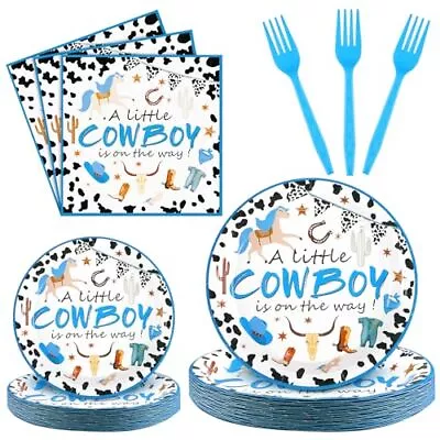 96 Pieces Cowboy Baby Shower Party Decorations Supplies Boy Wild West Theme P • £27.82