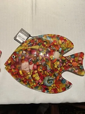 Sobral Brazil Mosaic Fish Wall Art In Resin 11” X 9” New W/Tags Beautiful Colors • $70